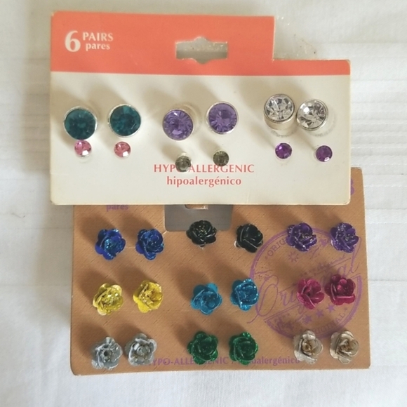New Rose Stud Lot Earrings - Picture 1 of 5